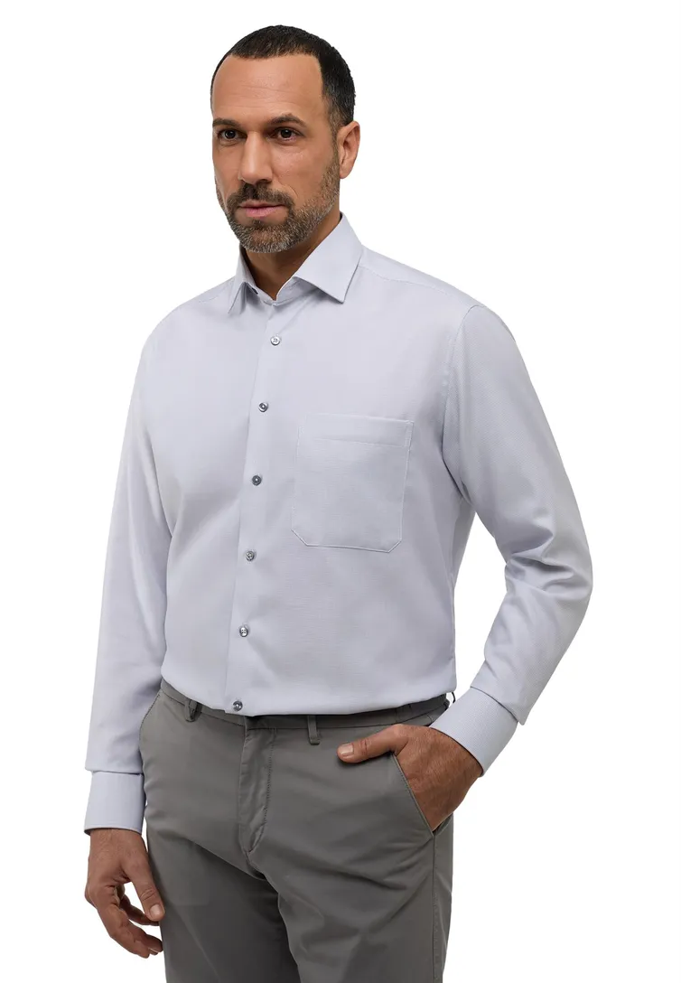 Eterna overhemd Comfort Fit borstzak beige strijkvrij