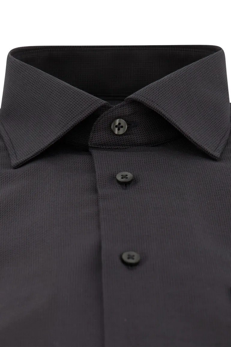 overhemd Eterna Comfort Fit zwart borstzak