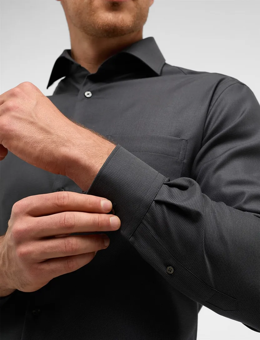 Overhemd Eterna Modern Fit antraciet met borstzak