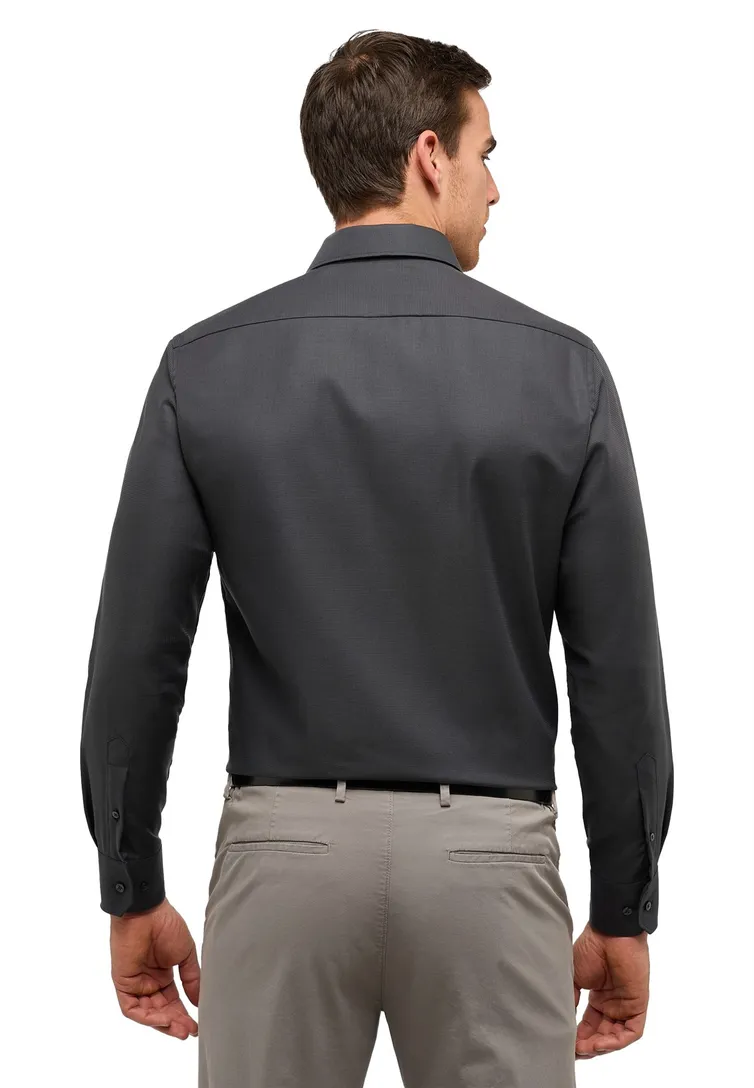 Overhemd Eterna Modern Fit antraciet met borstzak