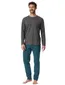 Schiesser pyjama antraciet blauw met print