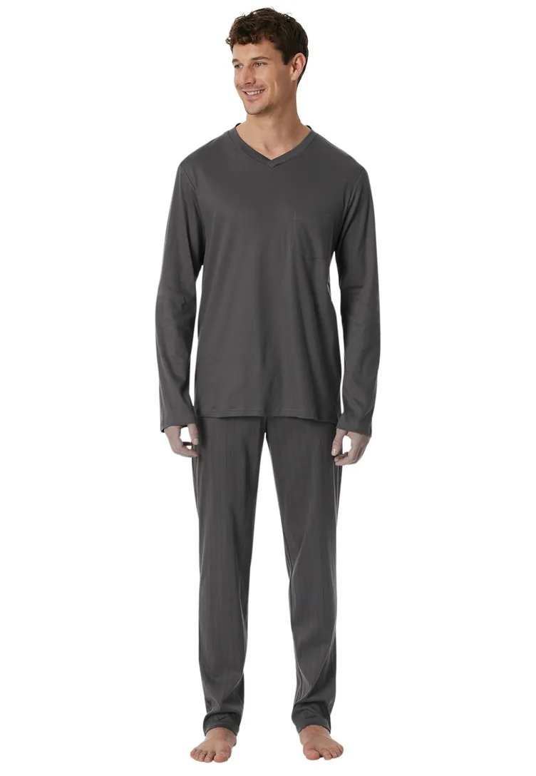 Pyjama Schiesser grijs normale fit