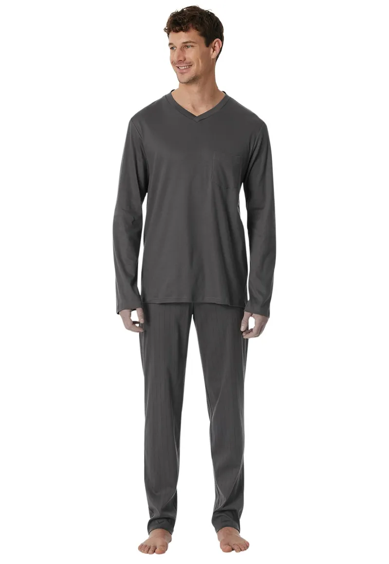 Schiesser pyjama grijs effen