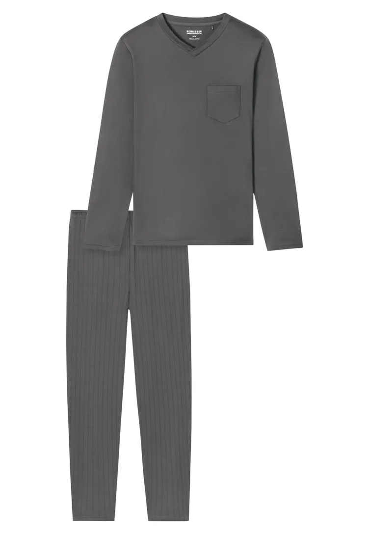 Pyjama Schiesser grijs normale fit
