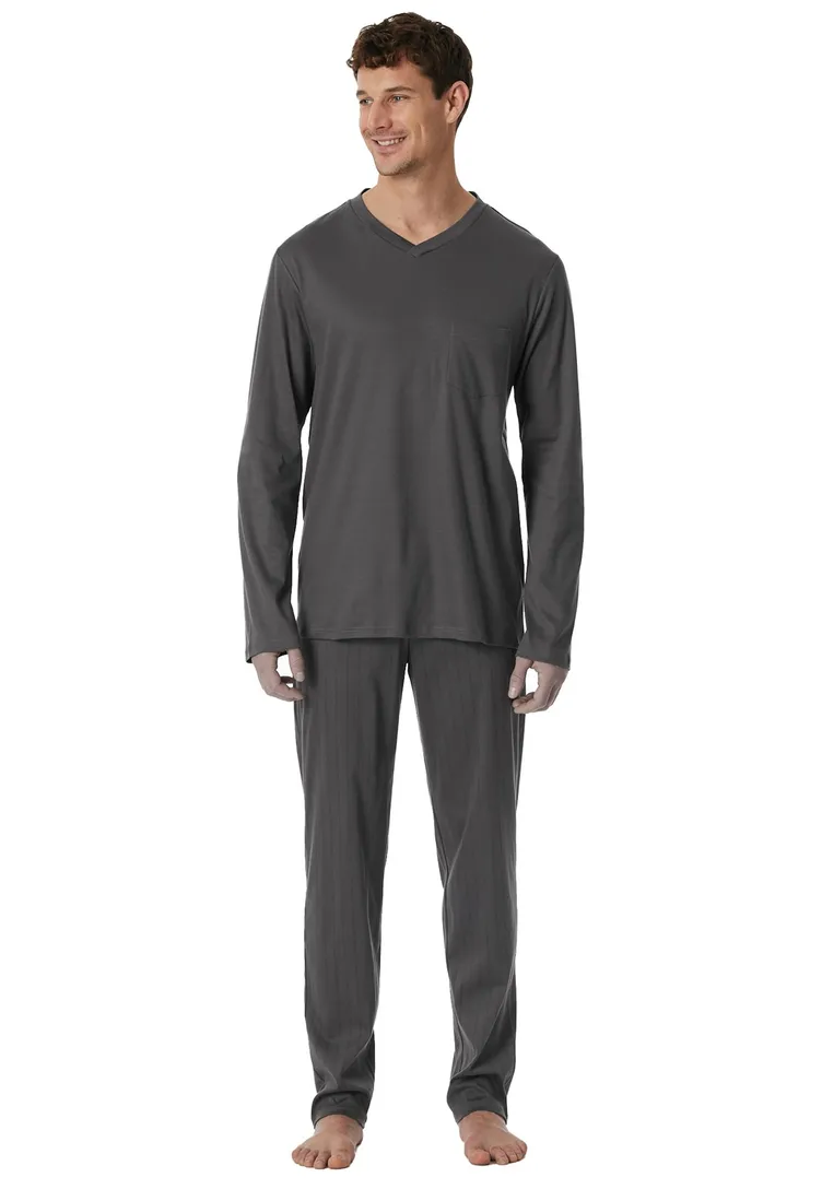Pyjama Schiesser grijs normale fit