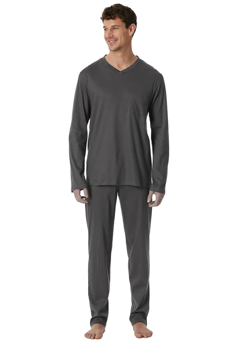 Schiesser pyjama grijs effen
