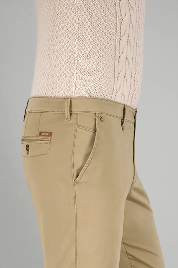 Gardeur pantalon Seven camel ton katoen