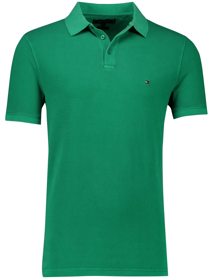 Tommy Hilfiger polo groen effen normale fit pique