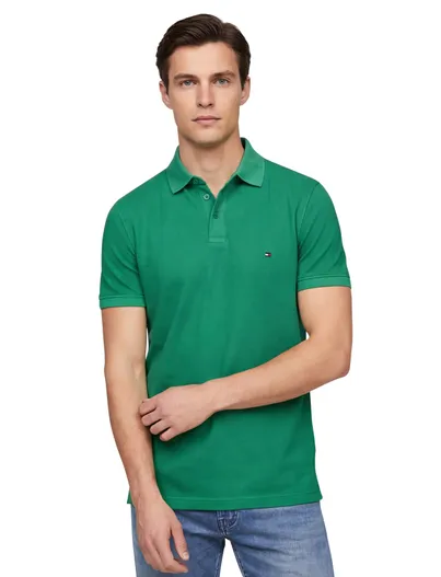 Tommy Hilfiger Tommy Hilfiger polo groen effen normale fit pique