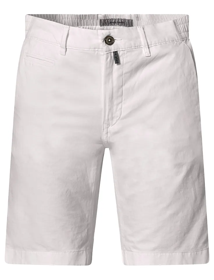 katoenen Pierre Cardin Lyon bermuda wit effen normale fit