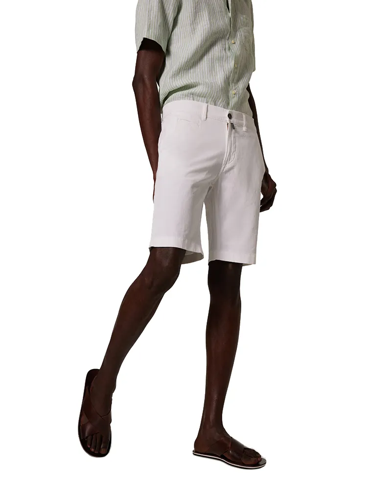 katoenen Pierre Cardin Lyon bermuda wit effen normale fit