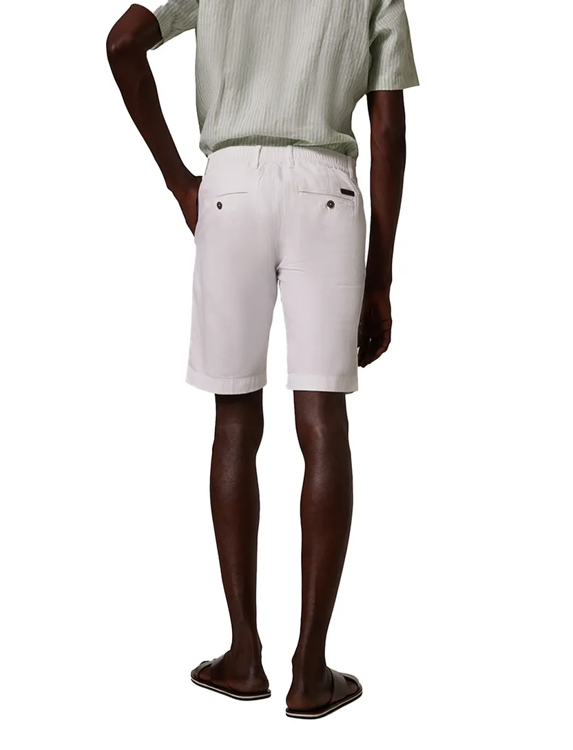 katoenen Pierre Cardin Lyon bermuda wit effen normale fit