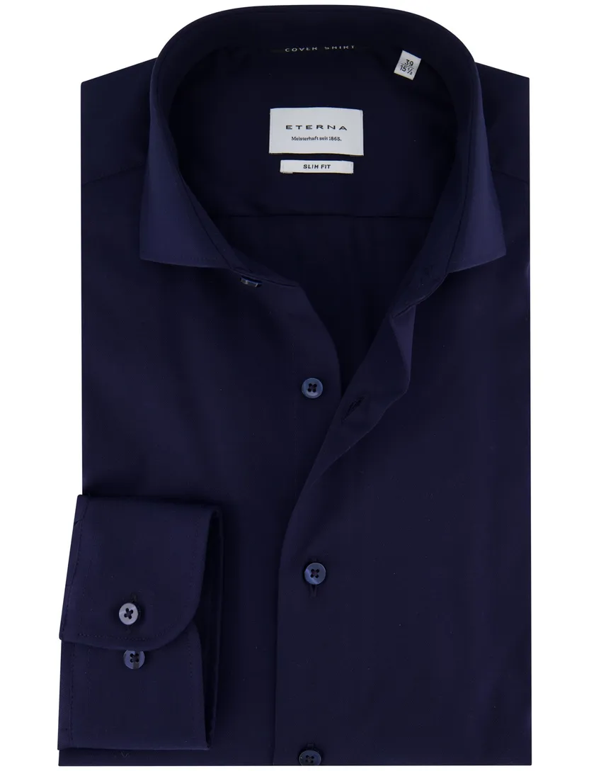 Eterna overhemd lange mouwen donkerblauw slim fit