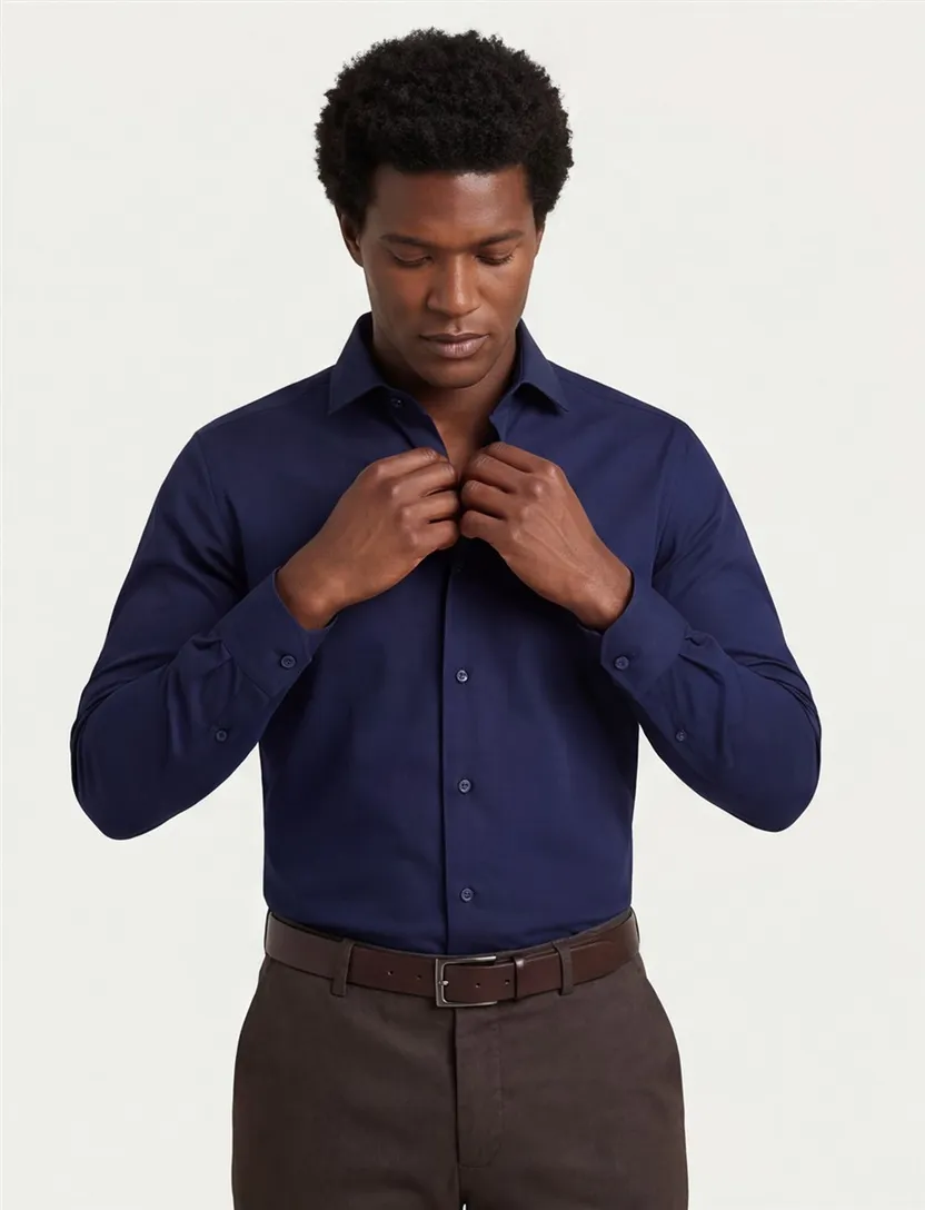 Eterna overhemd lange mouwen donkerblauw slim fit
