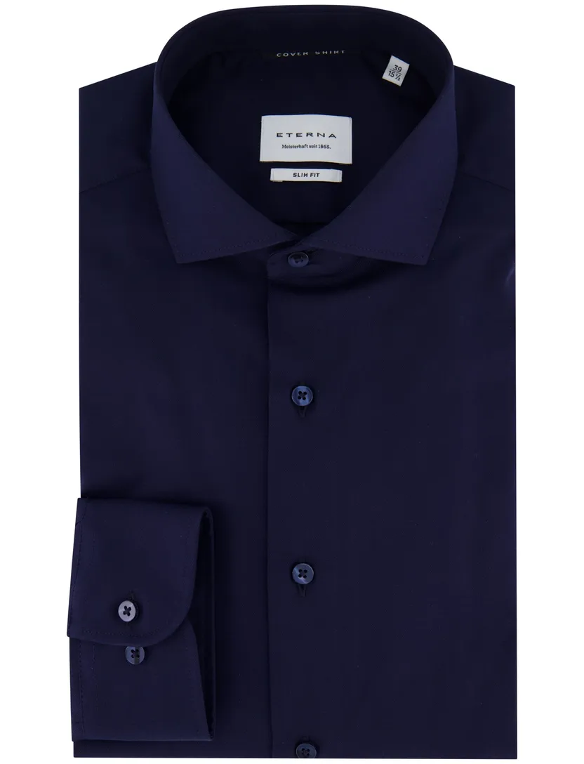 Eterna overhemd lange mouwen donkerblauw slim fit