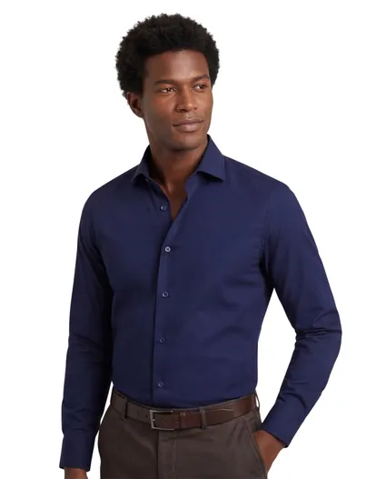 Eterna Eterna overhemd lange mouwen donkerblauw slim fit