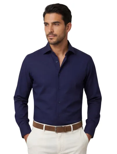 Eterna Eterna overhemd Modern Fit donkerblauw