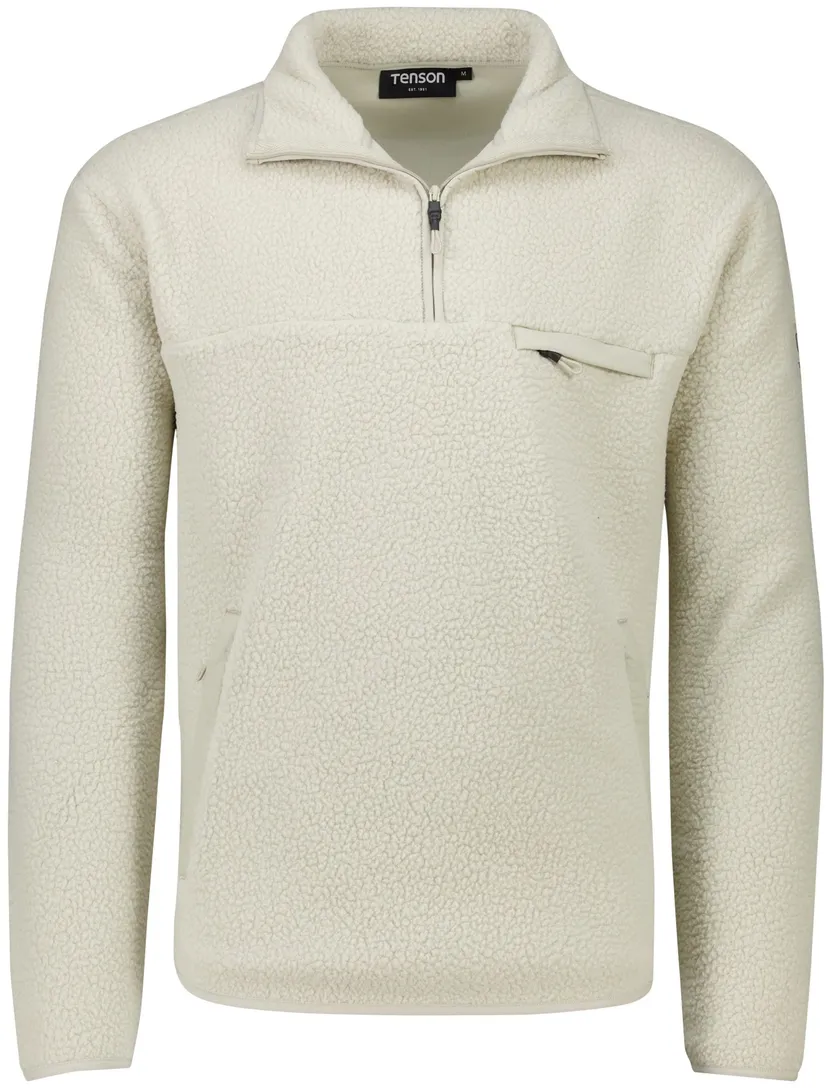 Tenson fleece half zip sweater effen beige
