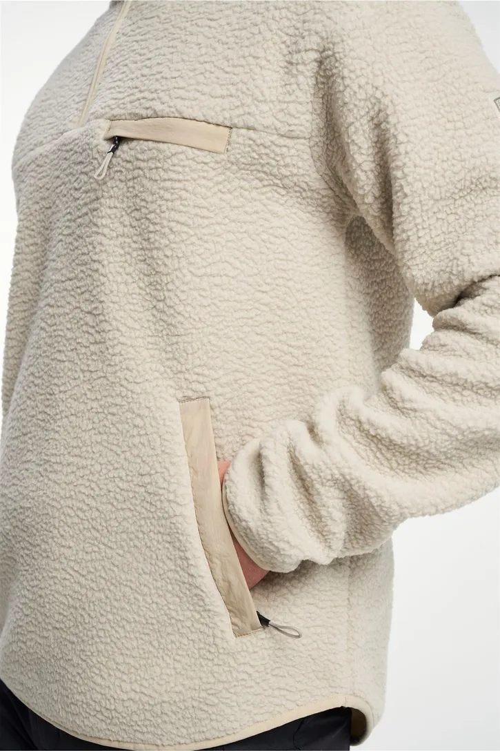 Tenson fleece half zip sweater effen beige