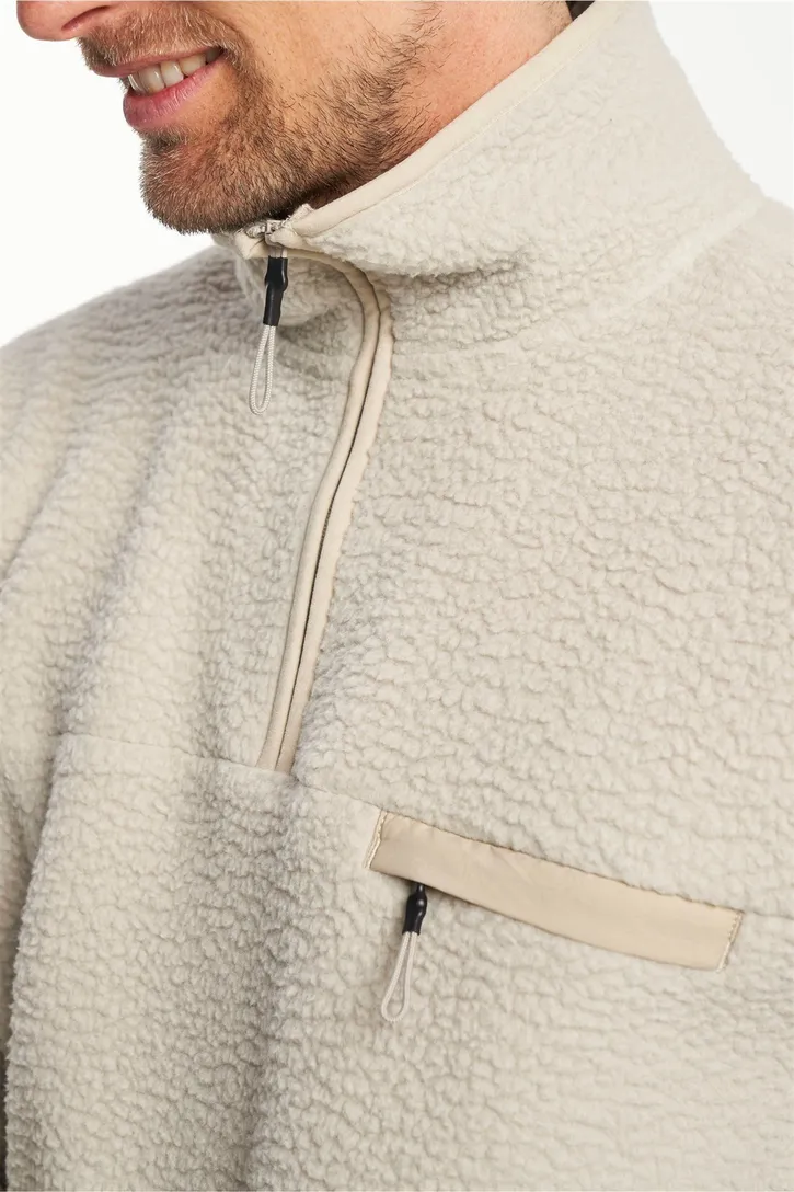 Tenson fleece half zip sweater effen beige
