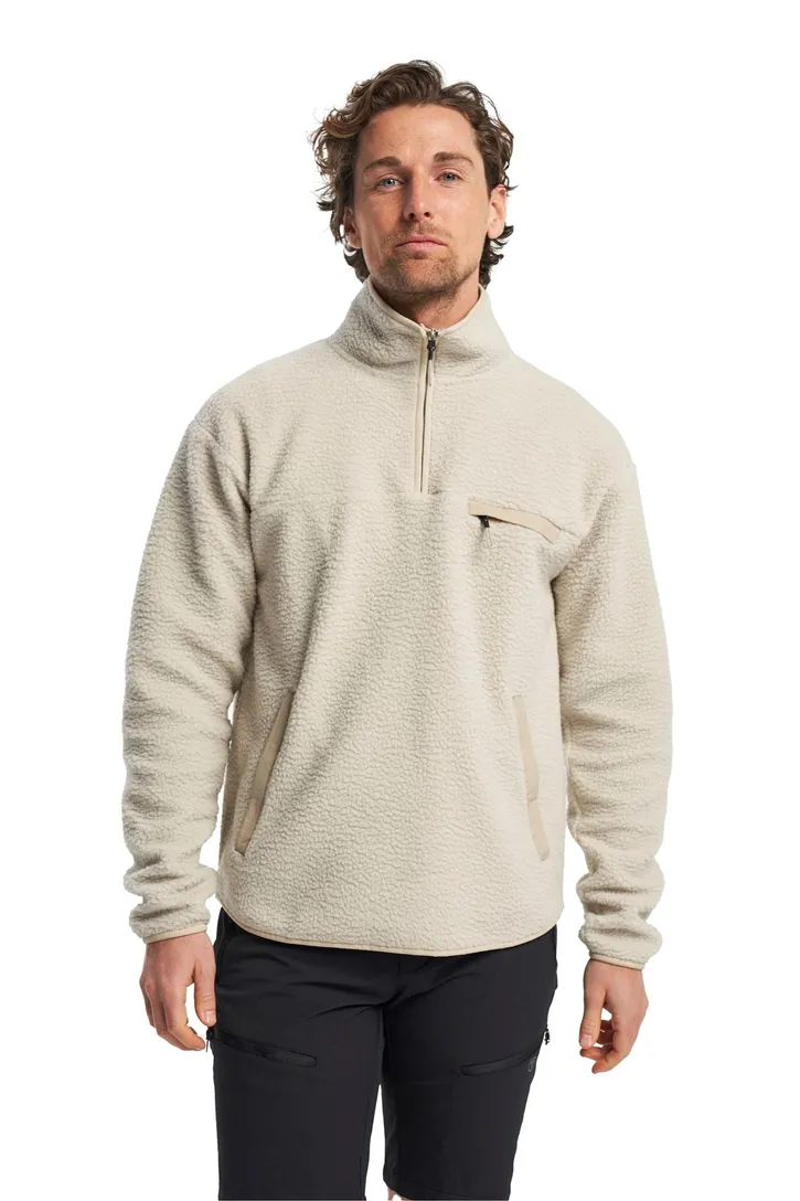Tenson fleece half zip sweater effen beige