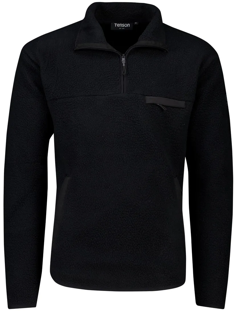 sweater Tenson fleece half zip effen zwart