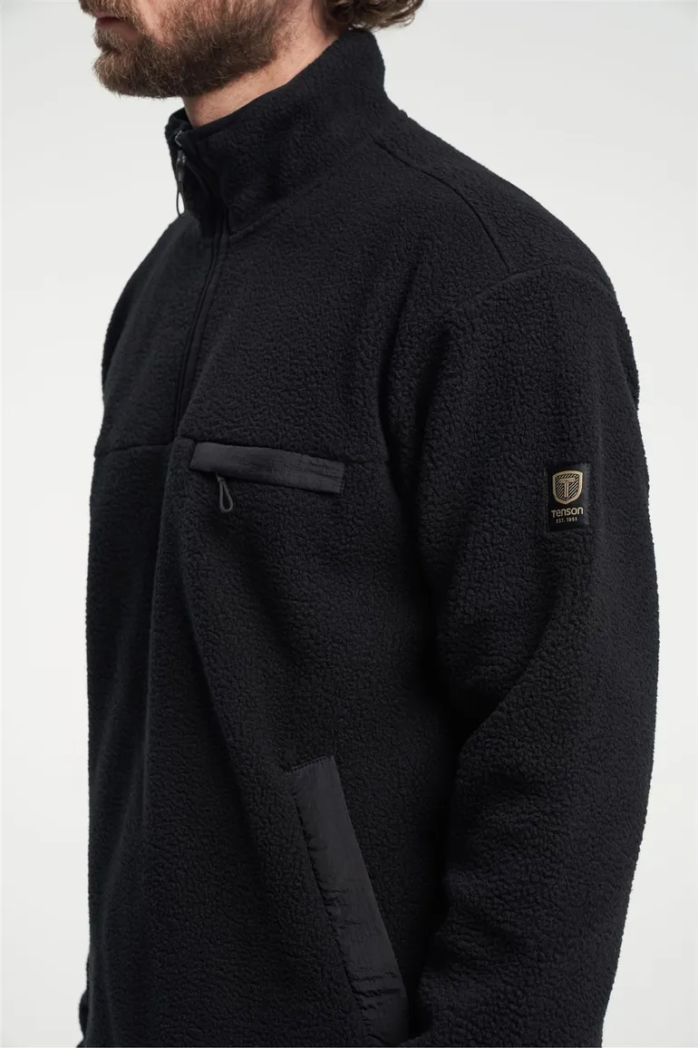 Tenson fleece teddy sweater zwart