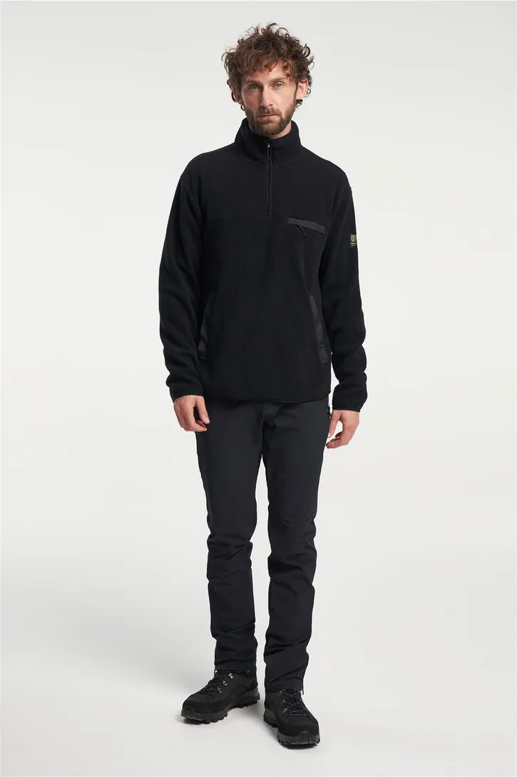 sweater Tenson fleece half zip effen zwart