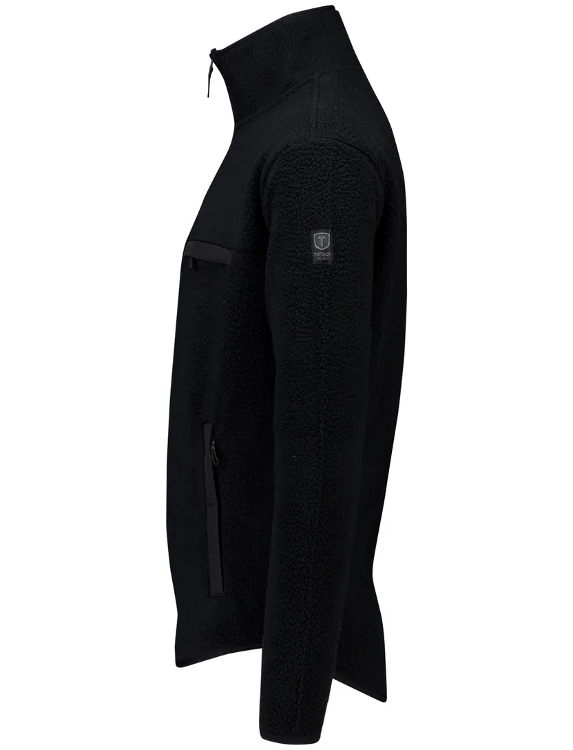 sweater Tenson fleece half zip effen zwart