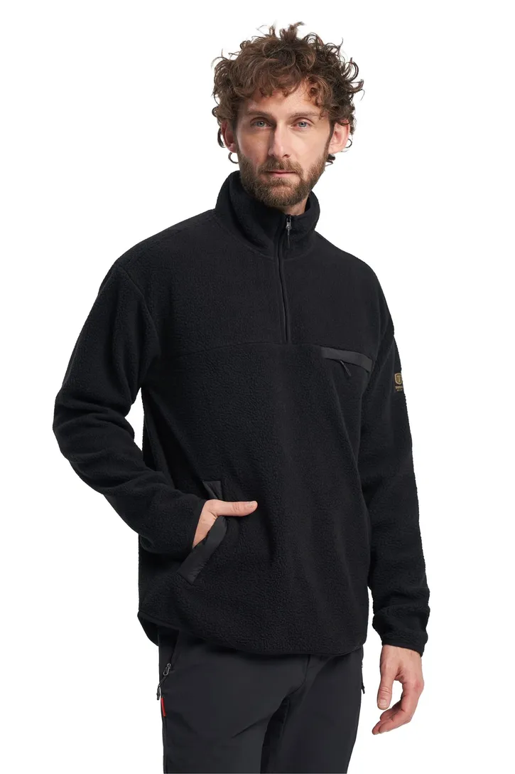 sweater Tenson fleece half zip effen zwart