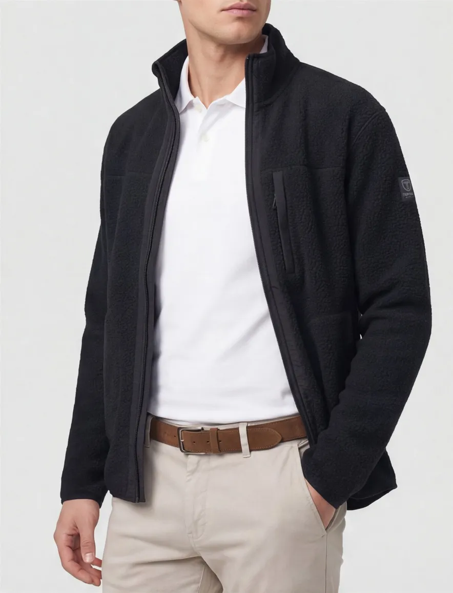 vest Tenson fleece Yoke zwart met borstzak
