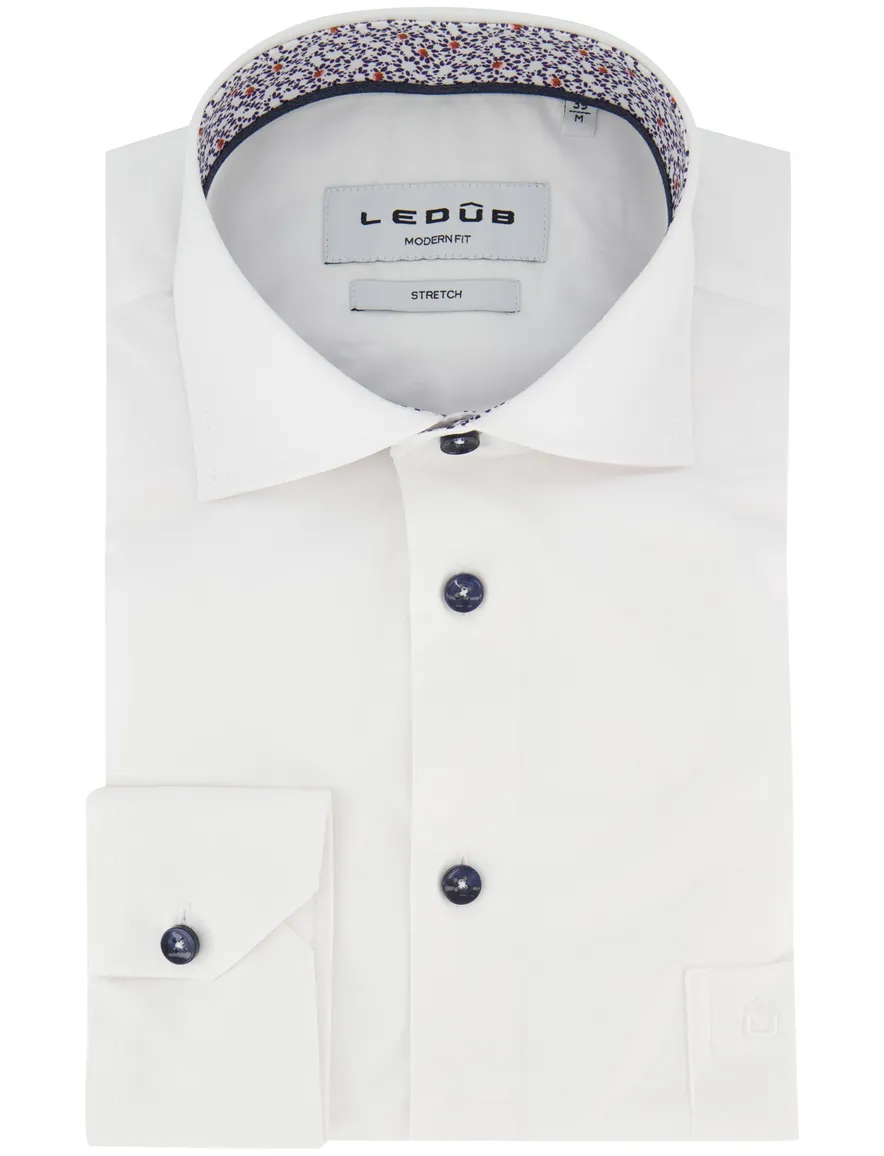 Ledub wit Modern Fit overhemd mouwlengte 7
