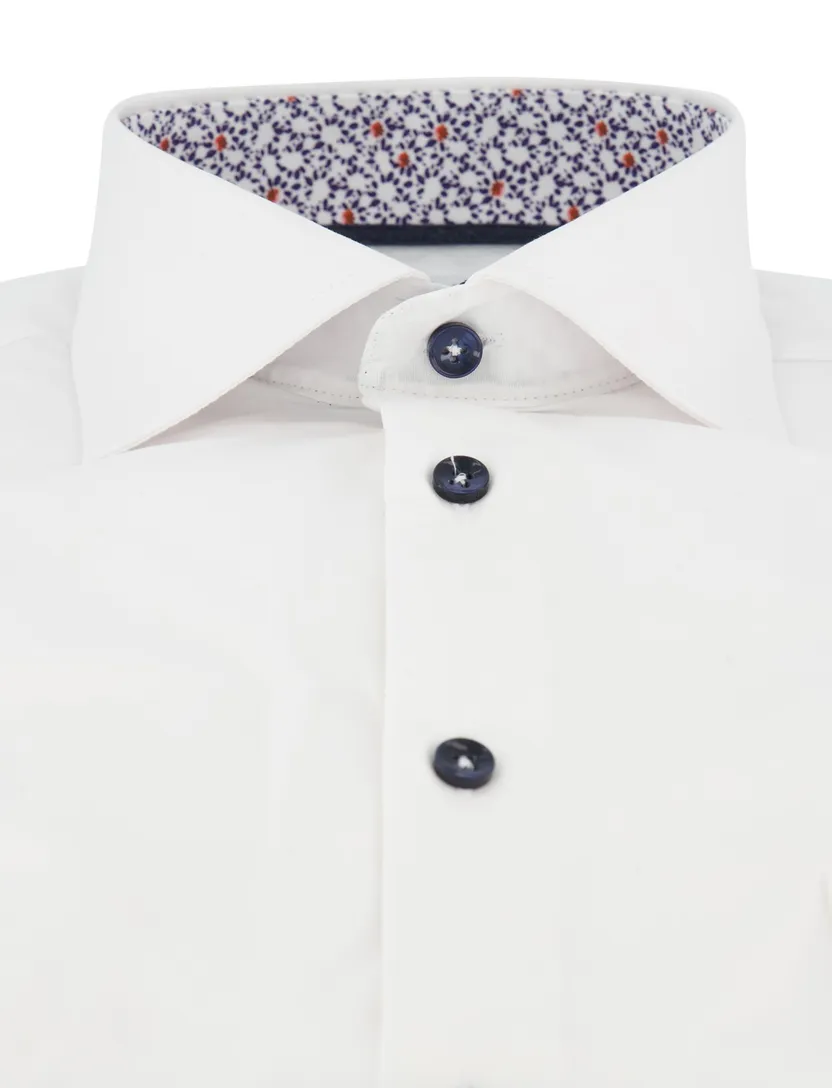 Overhemd stretch Ledub wit Modern Fit mouwlengte 7