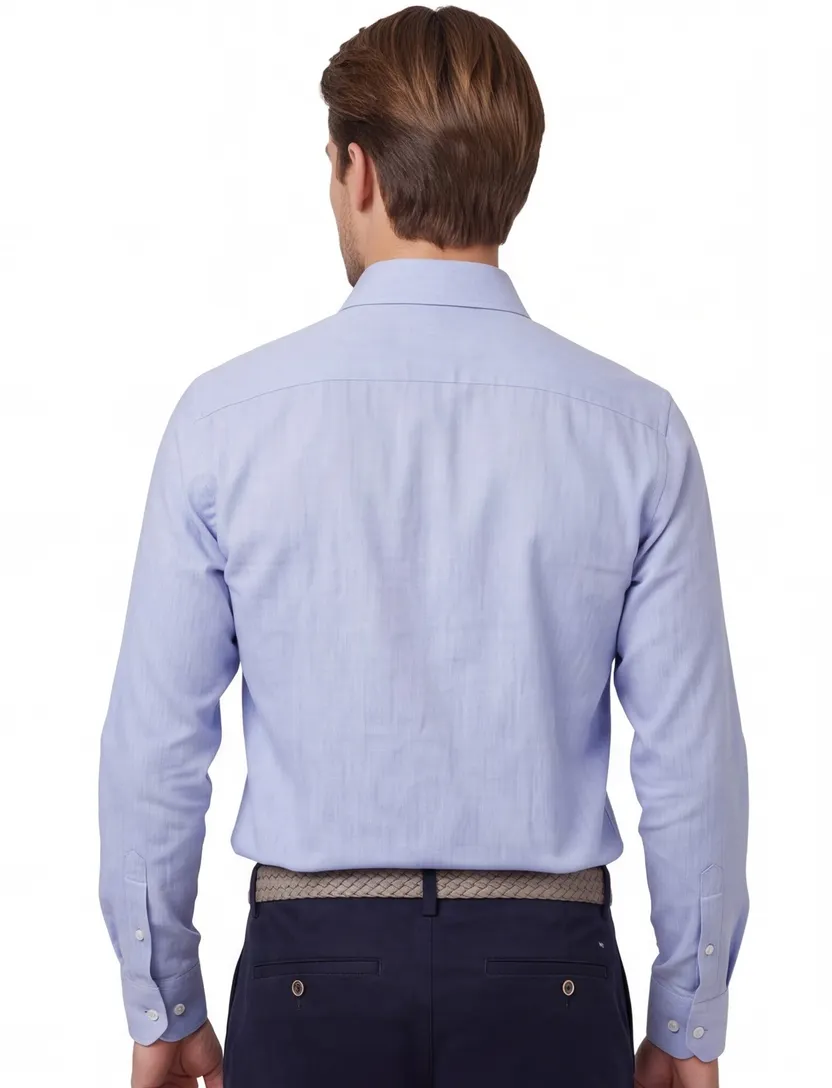 overhemd Ledub Modern Fit lichtblauw katoen mouwlengte 7