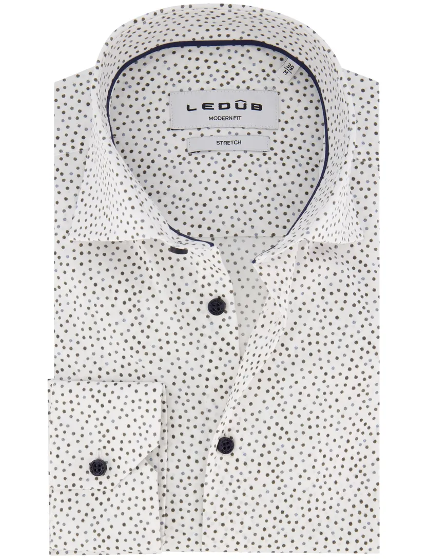 Ledub overhemd wit mouwlengte 7 Modern Fit