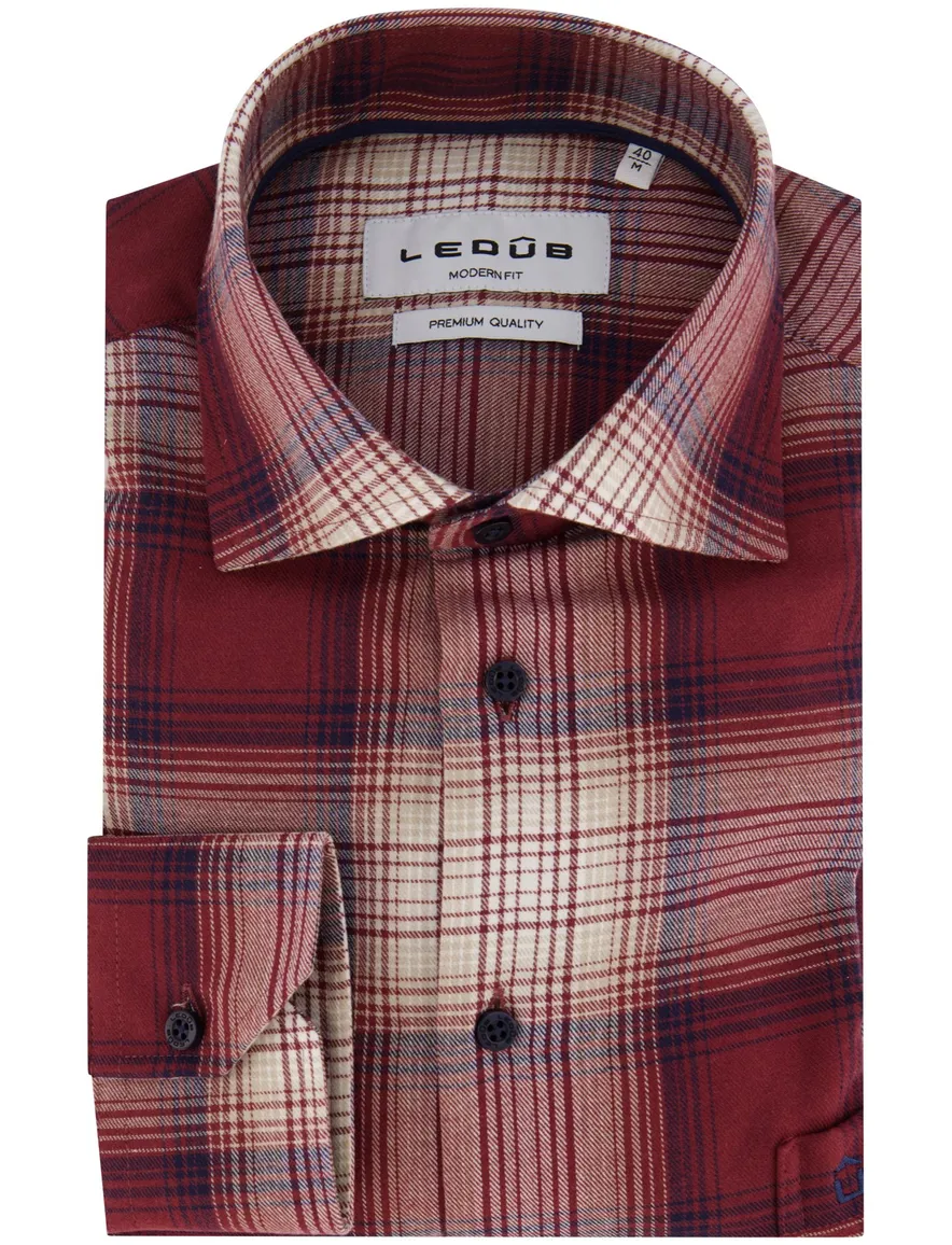 Ledub overhemd rood mouwlengte 7