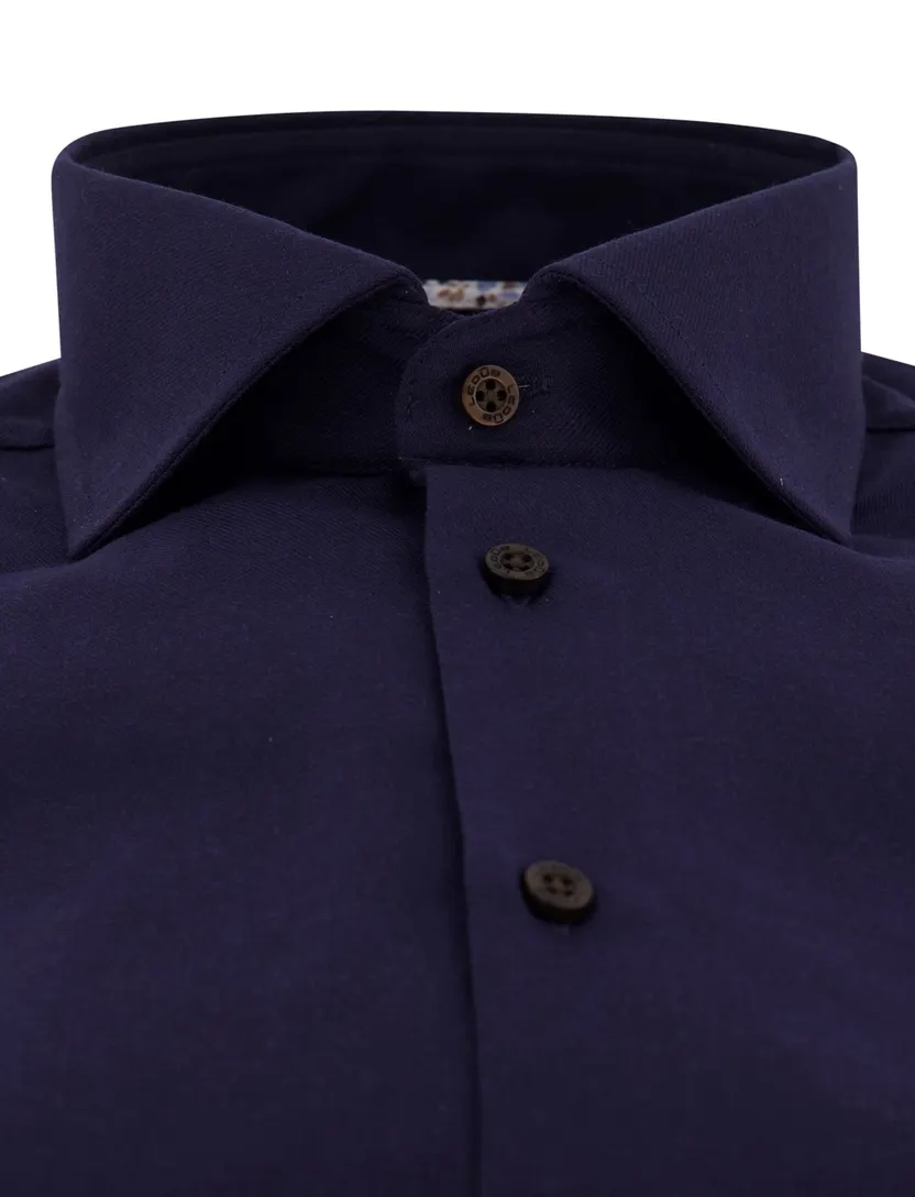 Ledub zakelijk overhemd donkerblauw effen Modern Fit