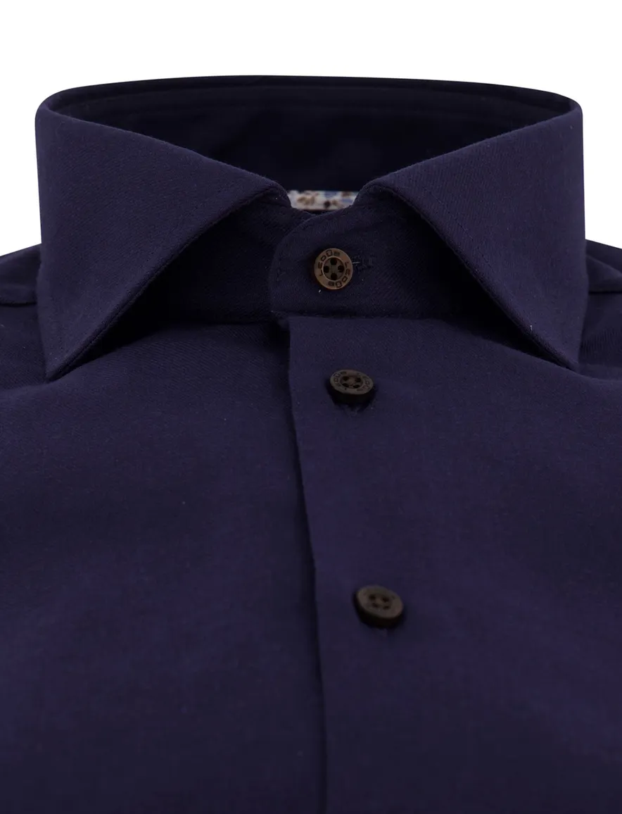 Ledub zakelijk overhemd donkerblauw effen Modern Fit