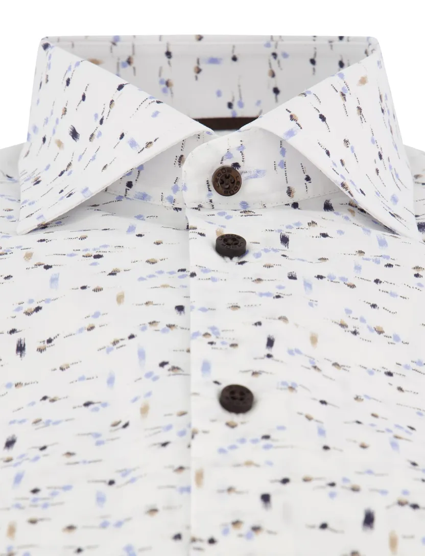 Ledub casual Modern Fit overhemd wit geprint