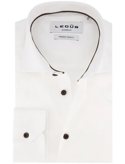 Ledub Ledub overhemd wit effen Modern Fit