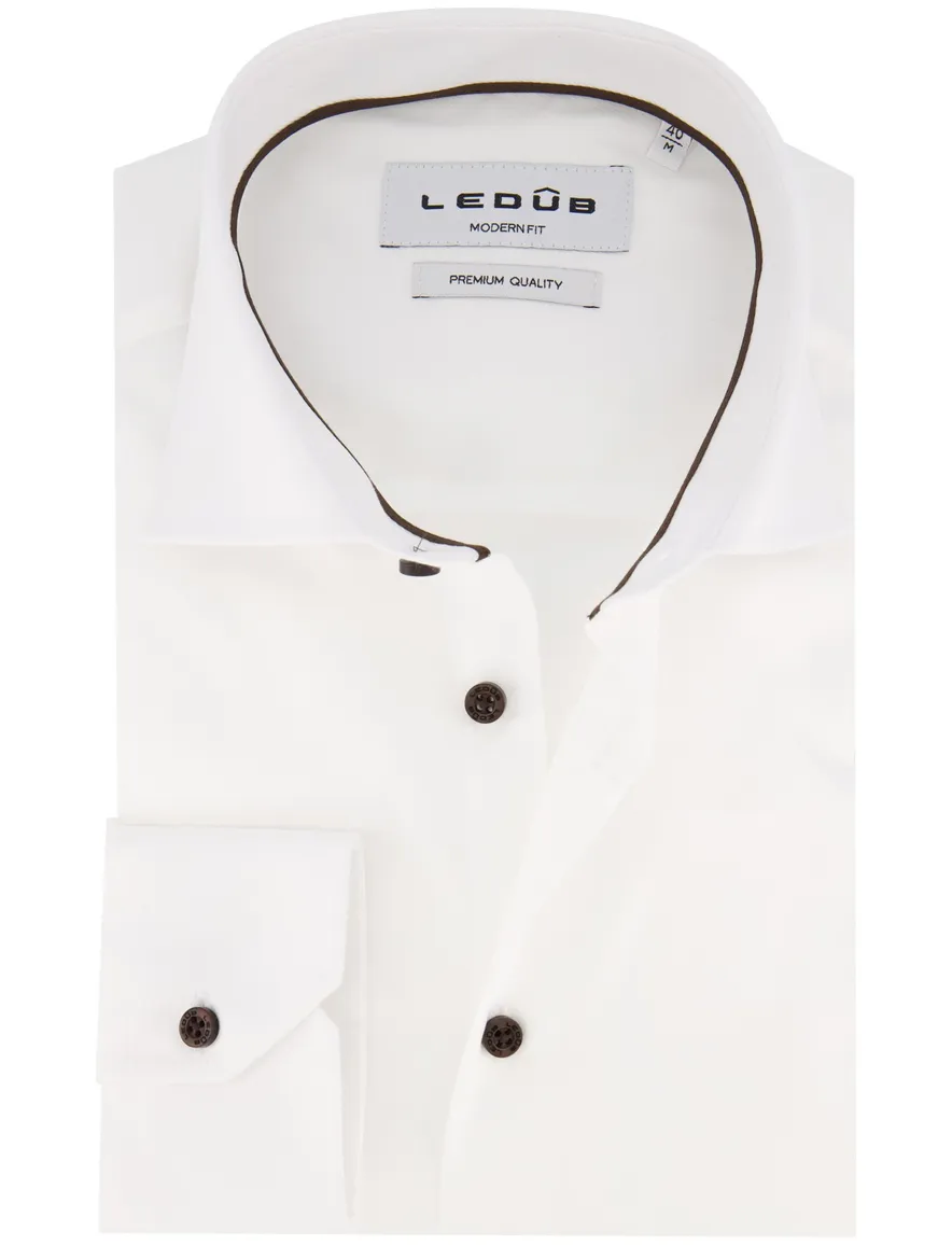 Ledub overhemd wit Modern Fit katoen
