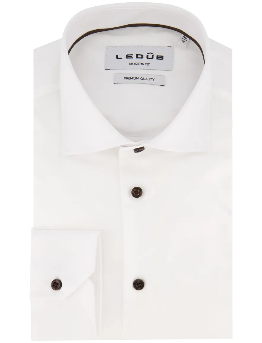 Ledub overhemd wit Modern Fit katoen