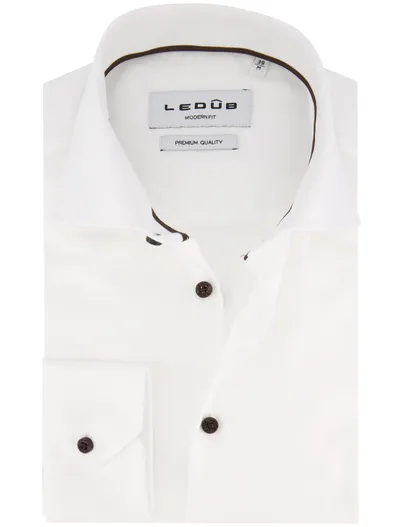 Ledub Ledub overhemd wit mouwlengte 7 Modern Fit