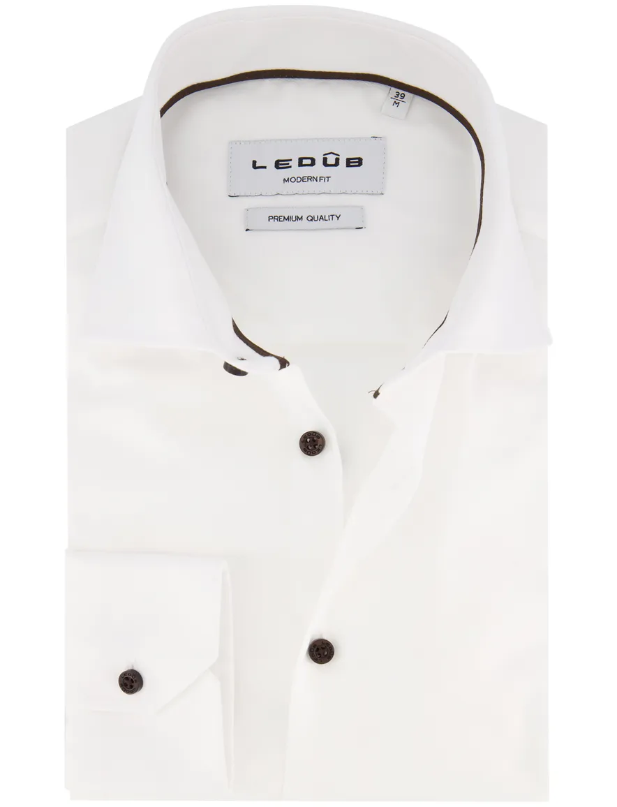 Ledub overhemd wit mouwlengte 7 Modern Fit