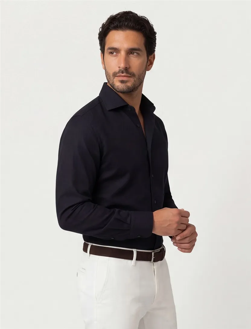 Ledub business overhemd zwart Modern Fit