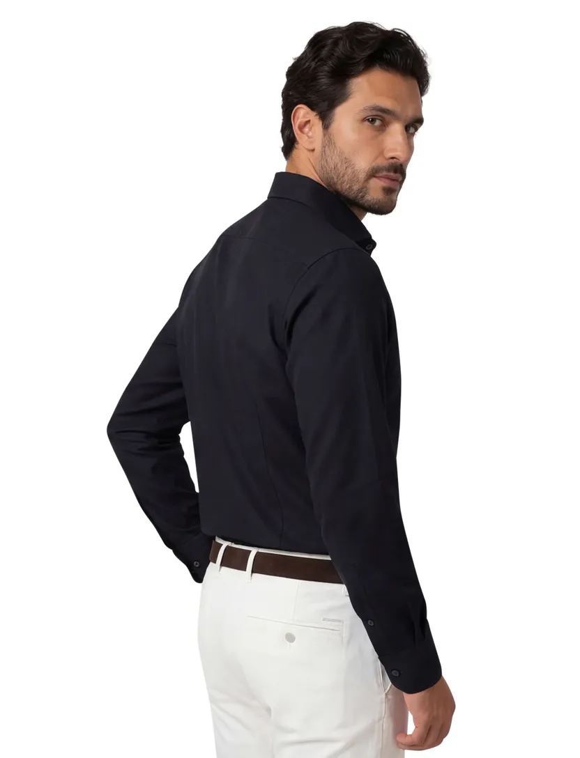 Ledub business overhemd zwart Modern Fit