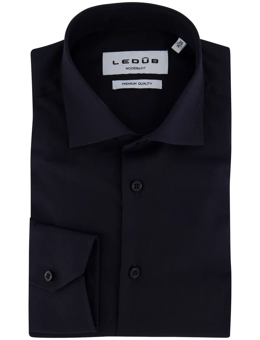 Ledub overhemd Modern Fit mouwlengte 7 zwart