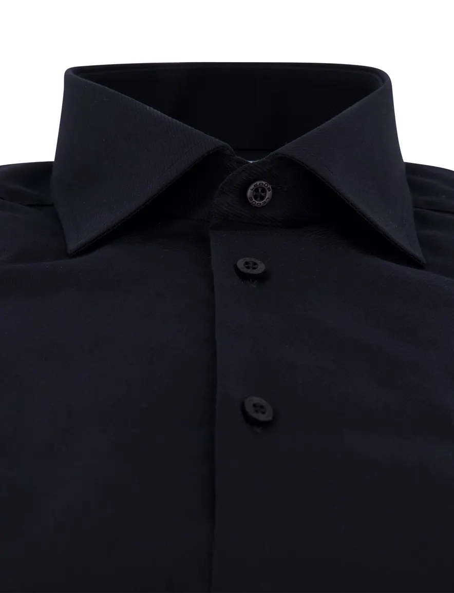 Ledub overhemd Modern Fit mouwlengte 7 zwart