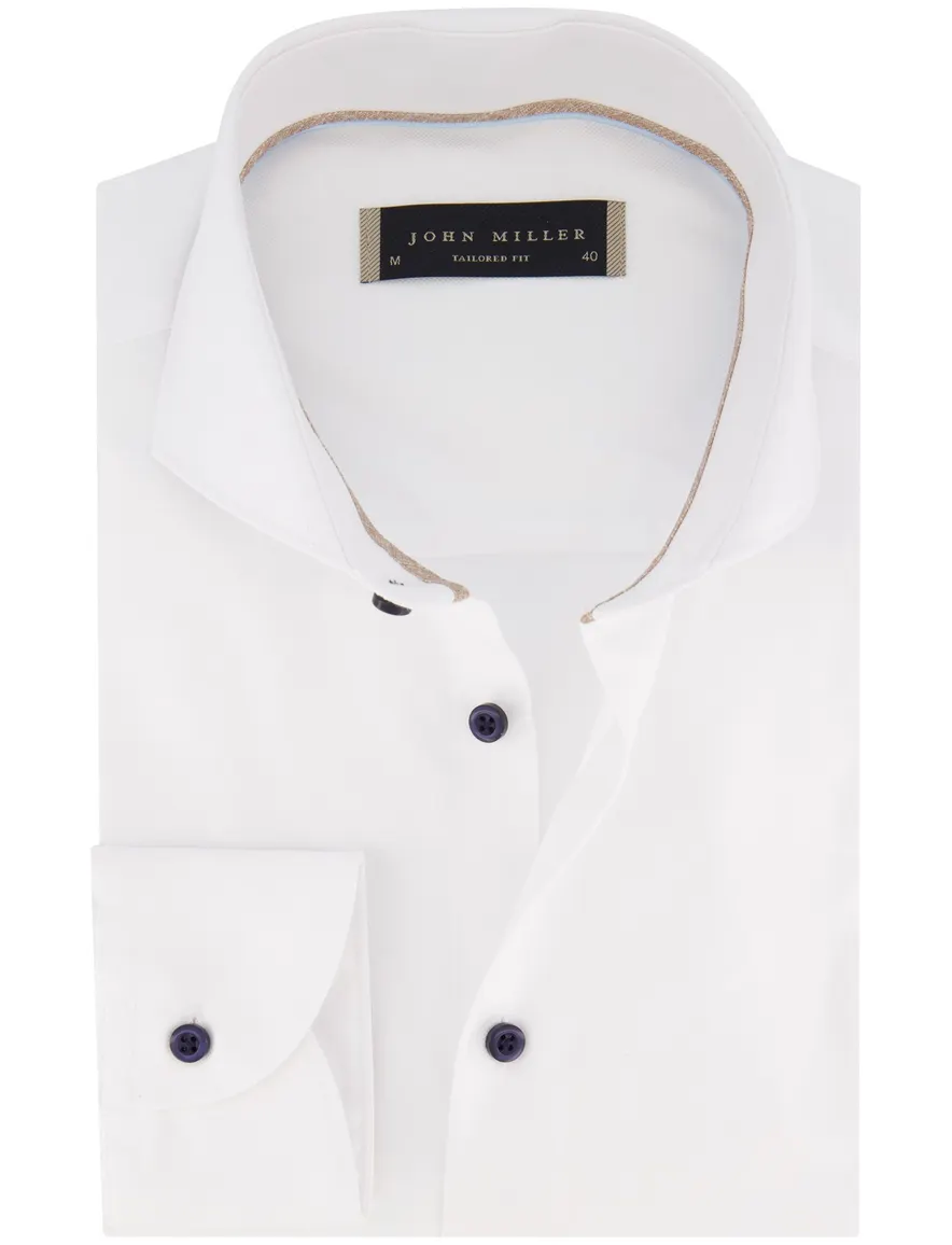 John Miller Tailored Fit overhemd effen wit