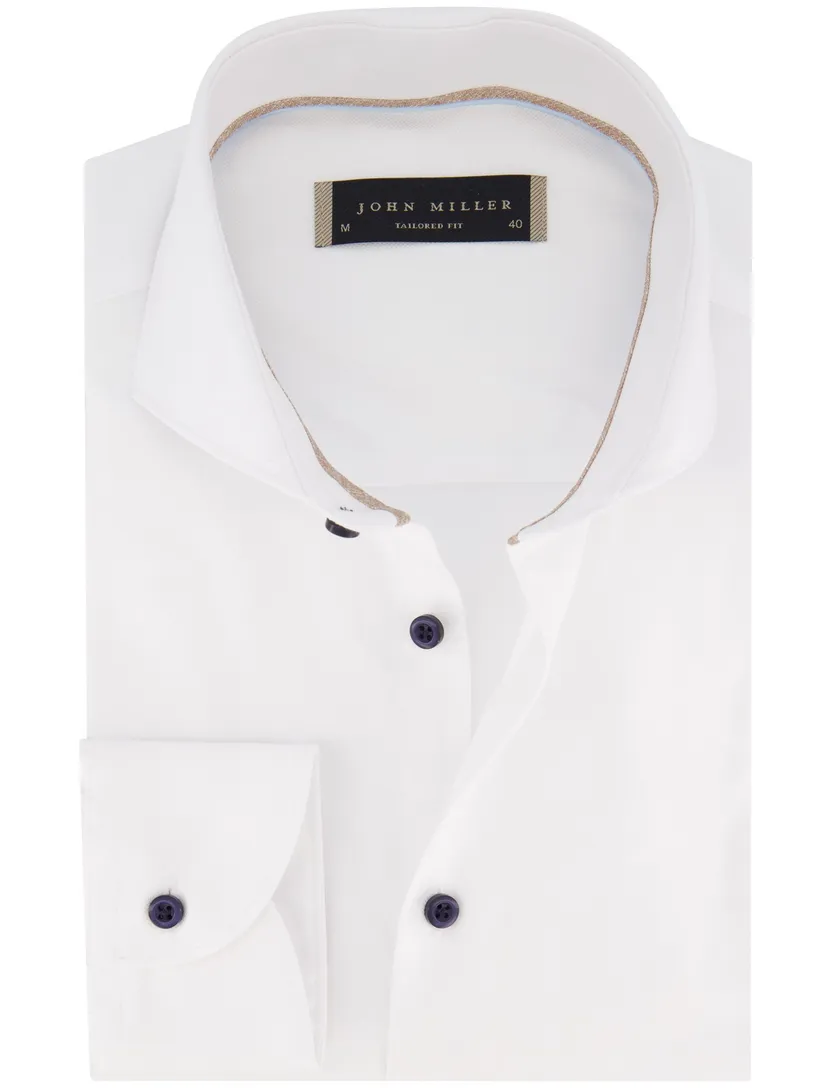overhemd John Miller Tailored Fit effen wit katoen